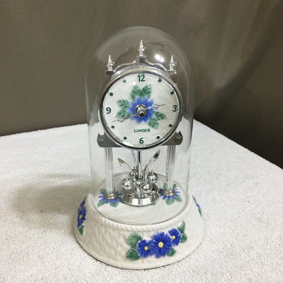 Linden Accents Linden Ceramic Blue Floral Painted Anniversary Clock